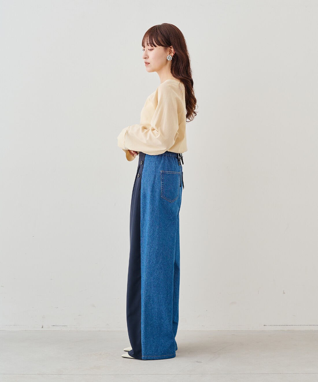 MEDE19F|MEDE19F　神戸ファッション美術館×MEDE19F ドッキングマリンパンツ〈ネイビー〉|モデル身長：156cm　着用サイズ：M