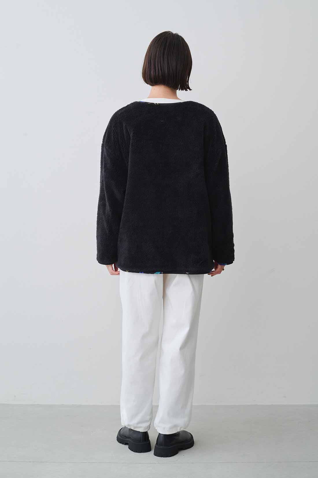 MEDE19F|MEDE19F　リバーシブルはんてん〈ブラック〉|モデル身長：168cm　着用サイズ：1
