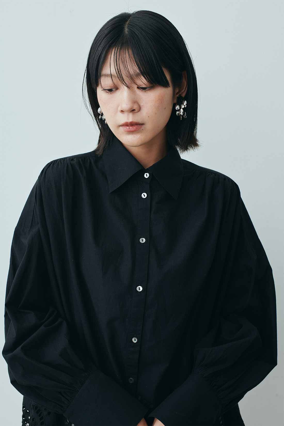 MEDE19F|MEDE19F　〈MADE IN INDIA COLLECTION〉シフリー刺しゅうコットンシャツ〈ブラック〉