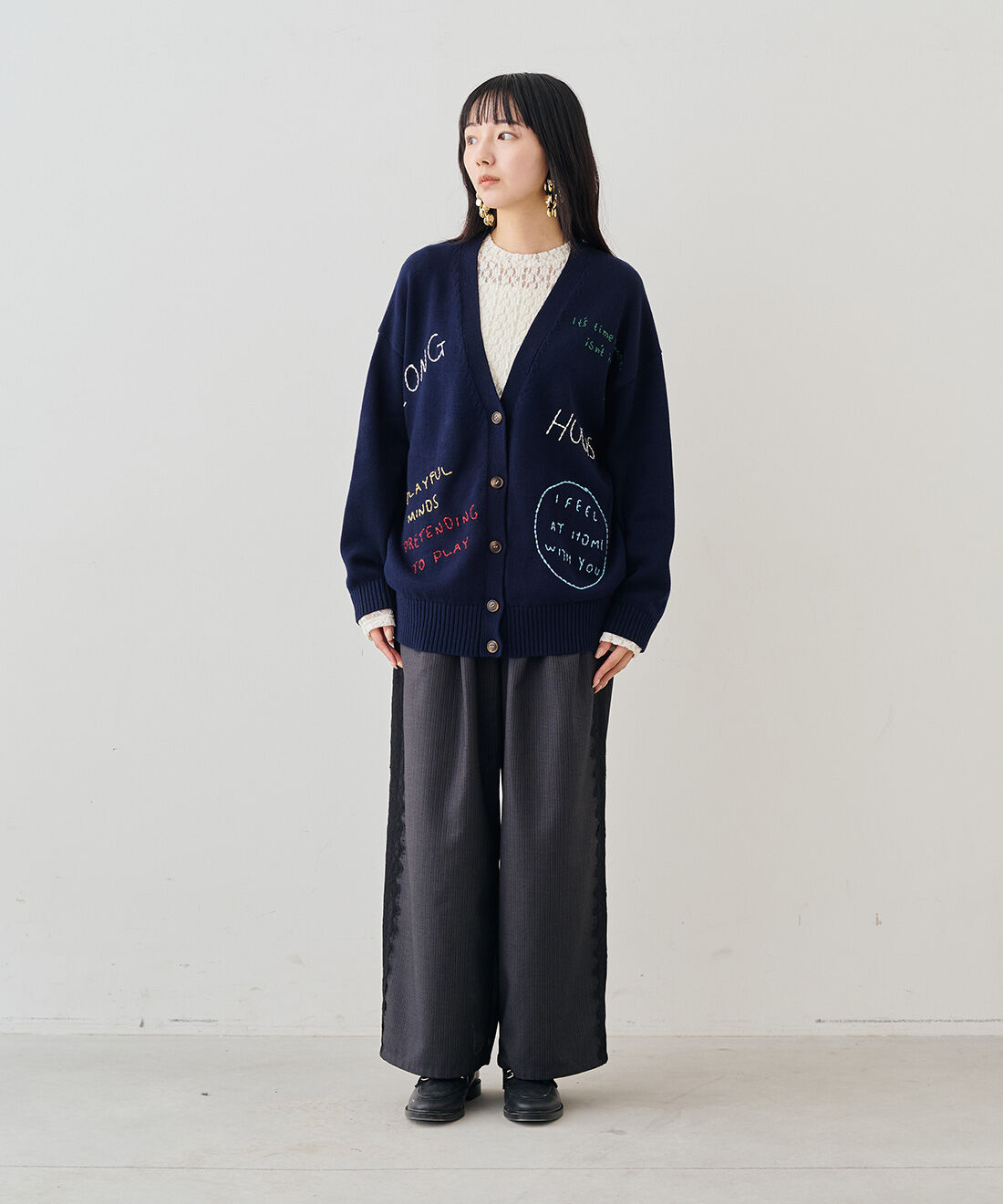 MEDE19F|MEDE19F　レース切り替えトップス|モデル身長：163cm　着用サイズ：M