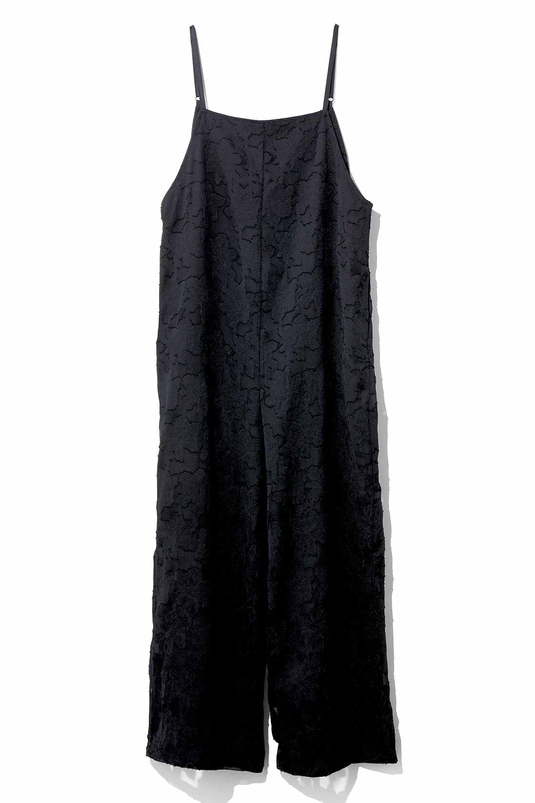 MEDE19F|MEDE19F　フラワーモチーフのカットジャカードサロペット〈ブラック〉