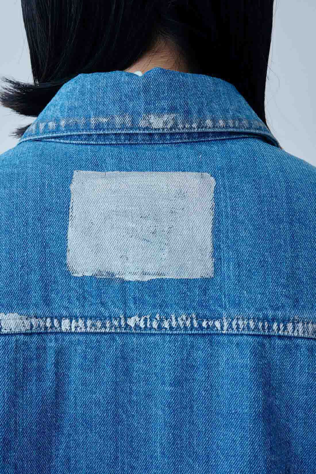 MEDE19F|MEDE19F　箔プリントのオーバーサイズデニムジャケット〈ブルー〉