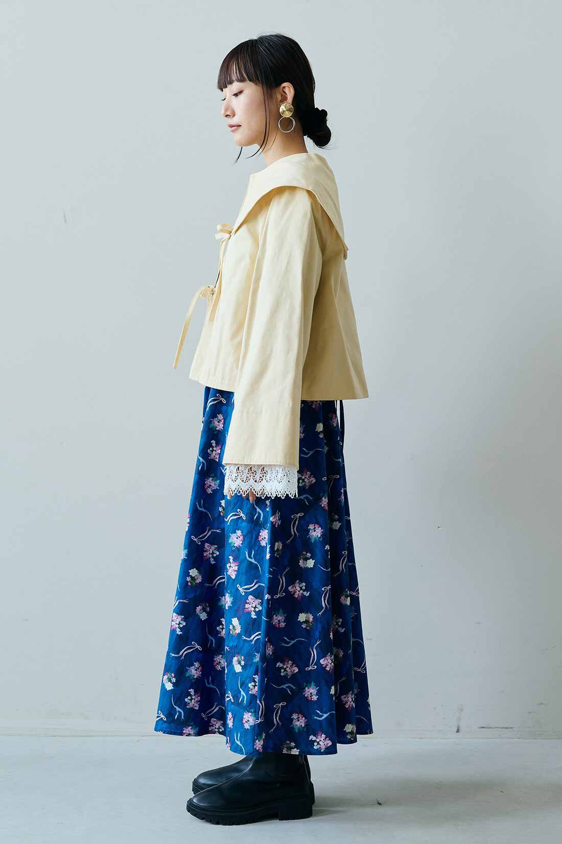 MEDE19F|MEDE19F　Boutique888さんコラボ ビッグカラージャケット〈クリームイエロー〉|モデル身長：158cm　着用サイズ：M