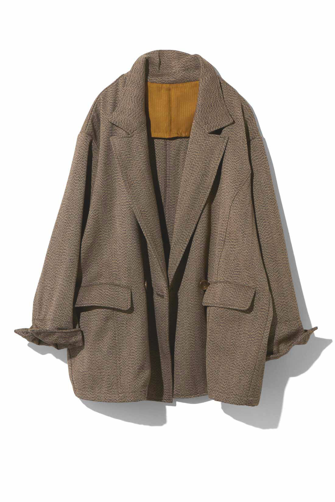 MEDE19F|MEDE19F ツイードヘリンボーンのリラックスダブルジャケット〈ブラウン〉