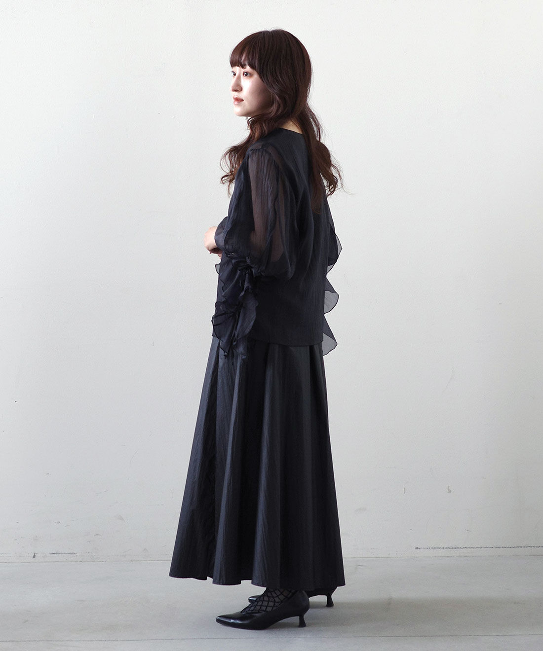MEDE19F|MEDE19F くらげのドッキングトップスのコーディネート|モデル身長： 156cm　Mサイズ着用