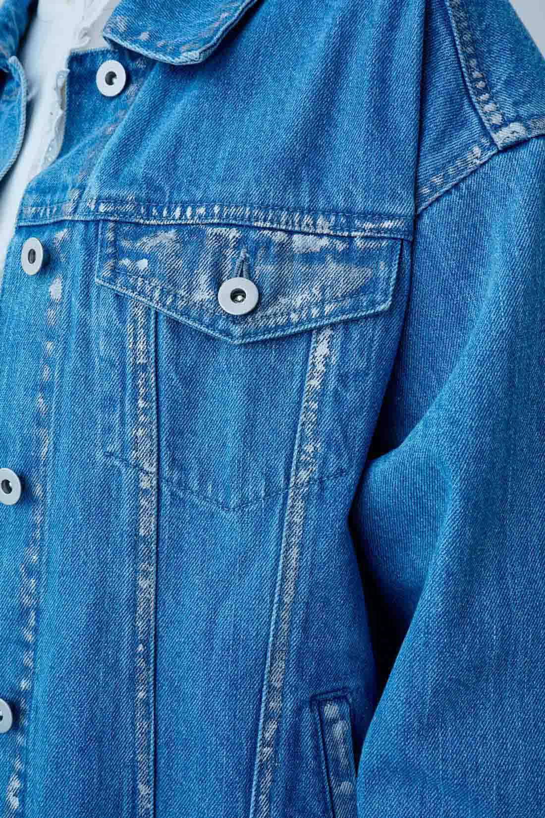 MEDE19F|MEDE19F　箔プリントのオーバーサイズデニムジャケット〈ブルー〉