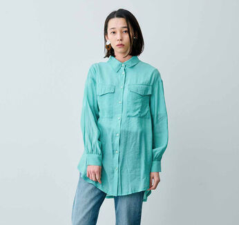MEDE19F | MEDE19F　シルキーサテンロングシャツ〈グリーン〉