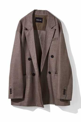MEDE19F | MEDE19F シャークスキン ダブルジャケット〈グレーベージュ〉