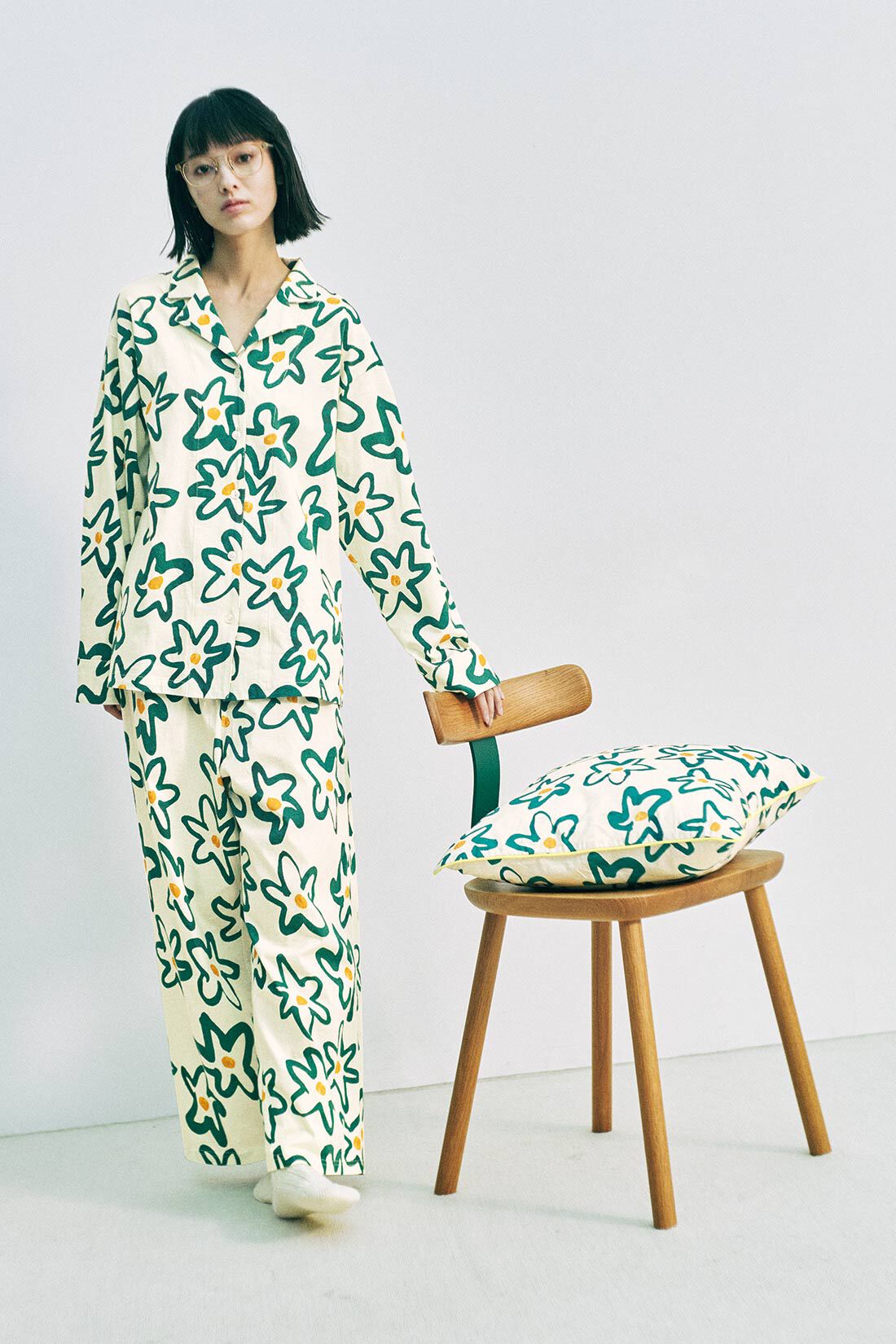 MEDE19F|MEDE19F　夏の花パジャマ〈アイボリー〉