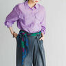 MEDE19F　シルキーサテンロングシャツ〈パープル〉