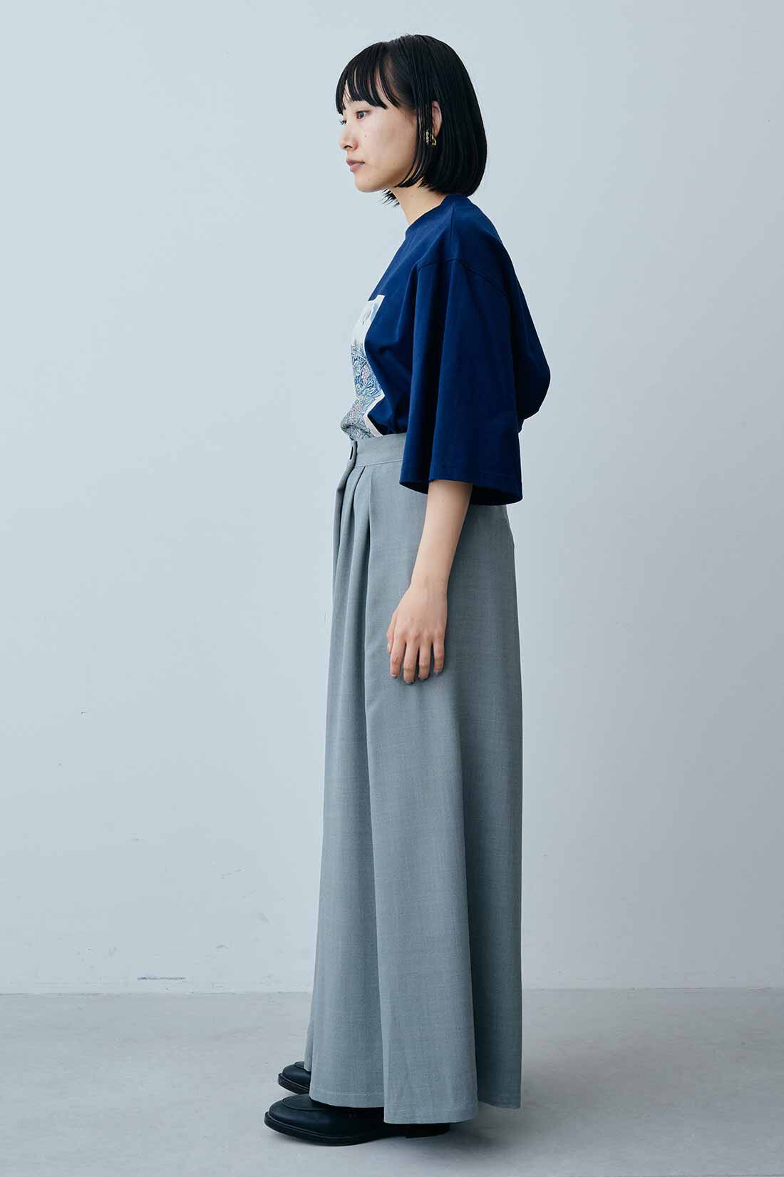 MEDE19F|MEDE19F　ワイドレッグはかまパンツ|モデル身長：158cm　着用サイズ：M