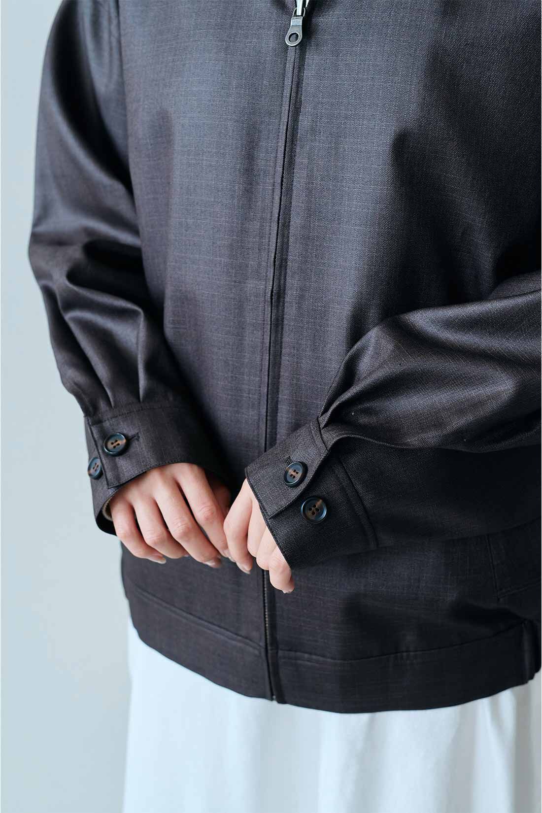 MEDE19F|MEDE19F　シャークスキンのオーバーサイズジップジャケット〈チャコールブラウン〉