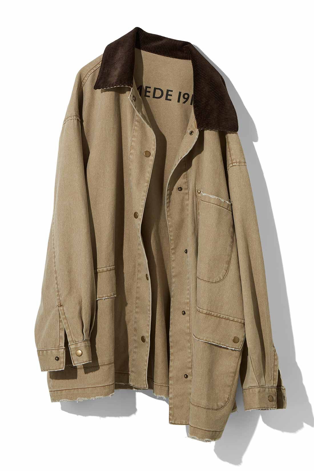 MEDE19F|MEDE19F　古着屋でみつけたような オーバーサイズデニムワークジャケット〈サンドブラウン〉