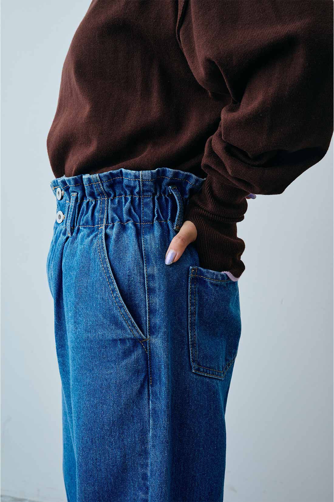 MEDE19F|MEDE19F　レスウォーター ウエストギャザーデニム〈ユーズドブルー〉