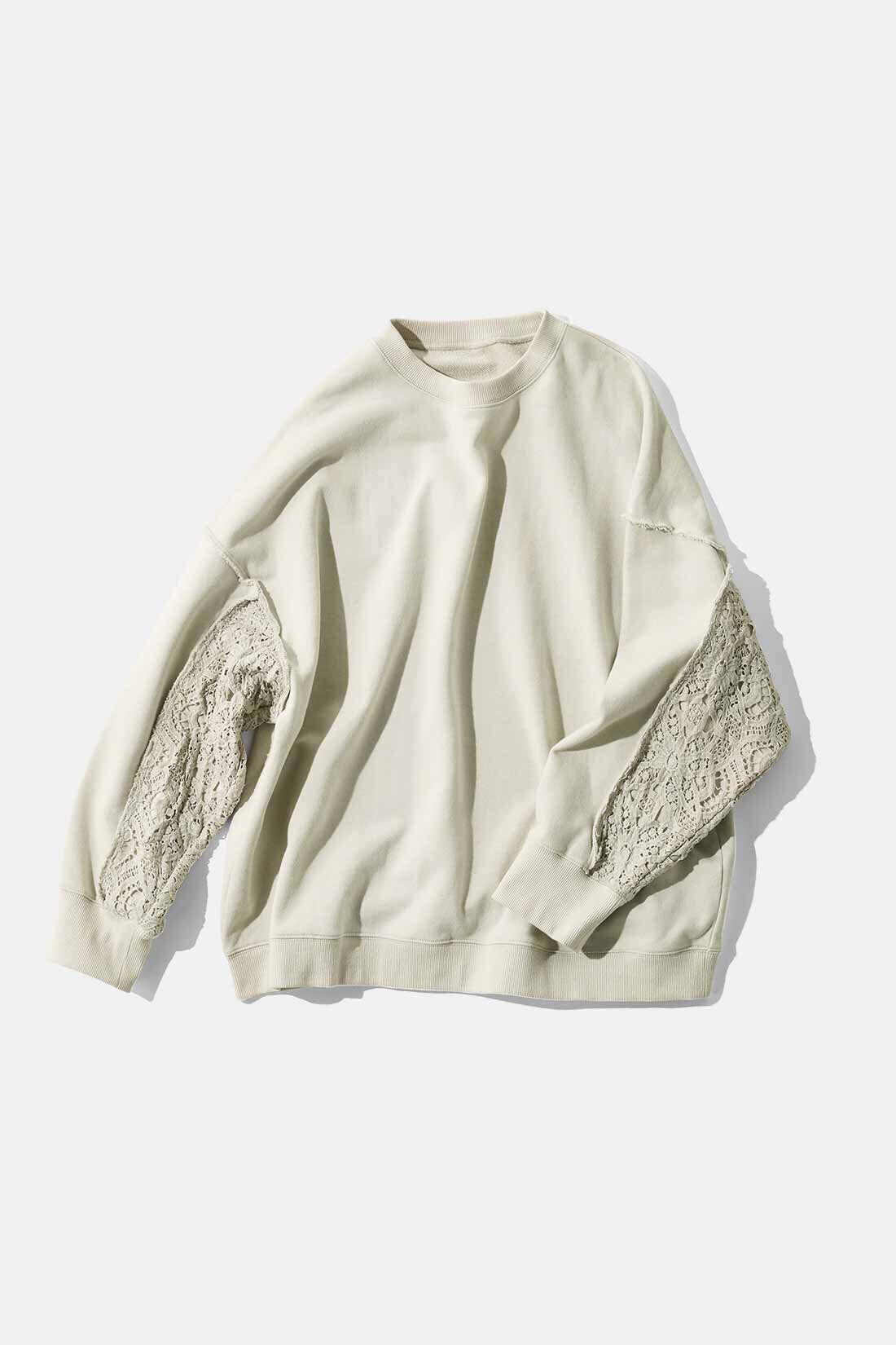 MEDE19F|【MEDE19F】レースコンビのオーバーサイズスウェット〈ネイビー〉|〈グレージュ〉