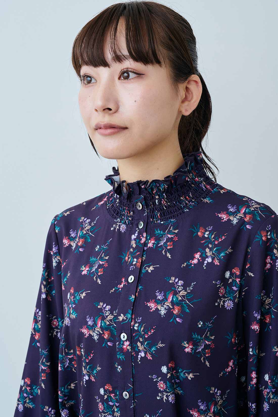 MEDE19F|MEDE19F　ミュルーズモダン〈「ミュルーズ染織美術館」アーカイブコレクション〉プリントロングワンピース〈パープル〉