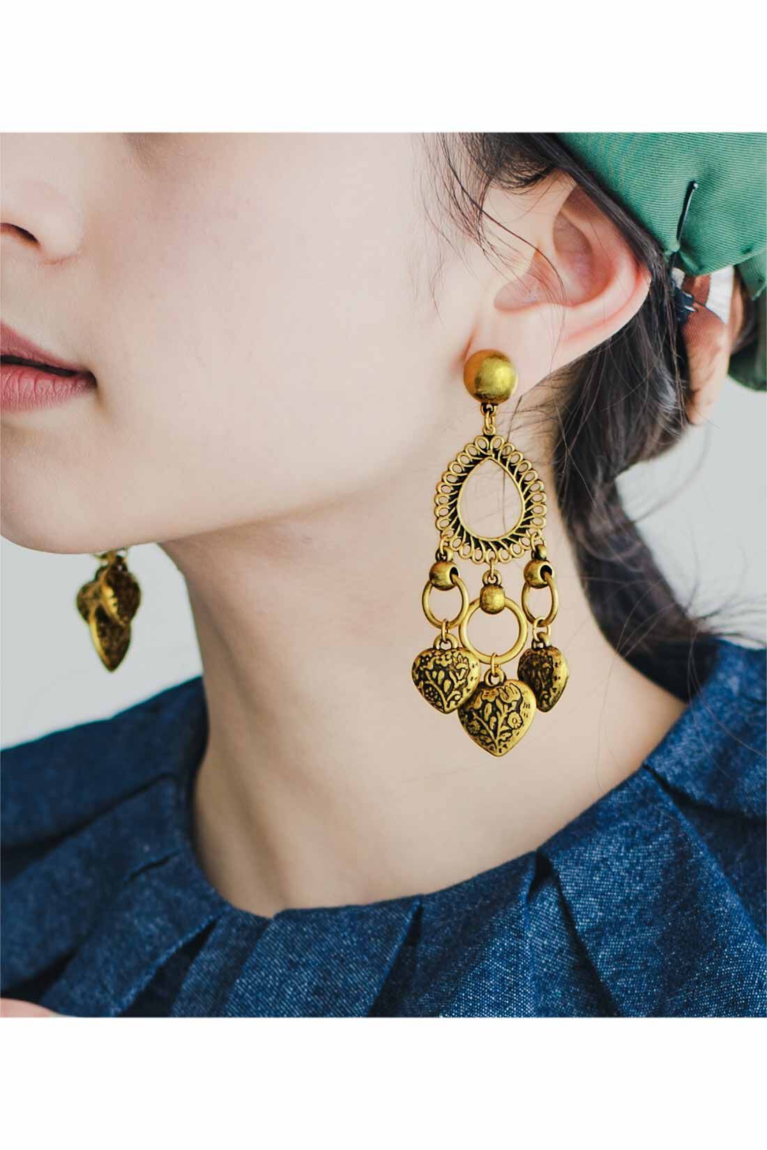 MEDE19F|MEDE19F　Boutique888さんコラボ ハートモチーフイヤアクセ〈アンティークゴールド〉