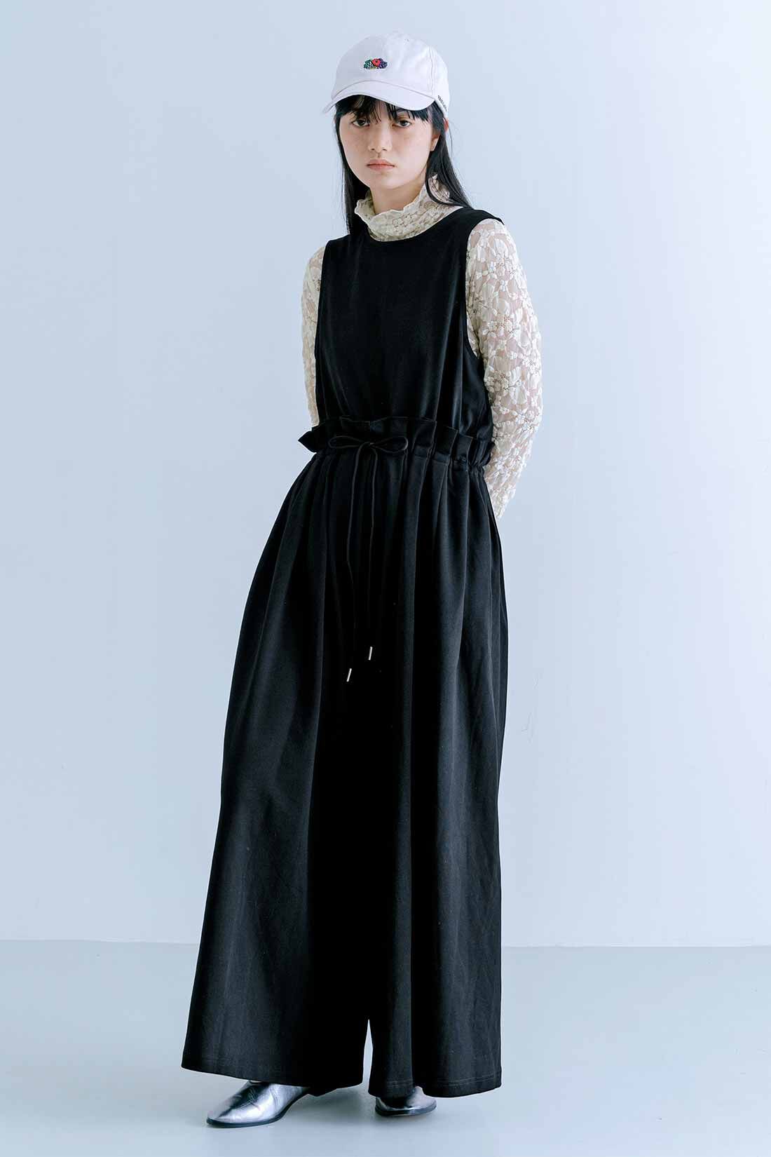 MEDE19F|MEDE19F　タック遣いのカットソーオールインワン〈ブラック〉