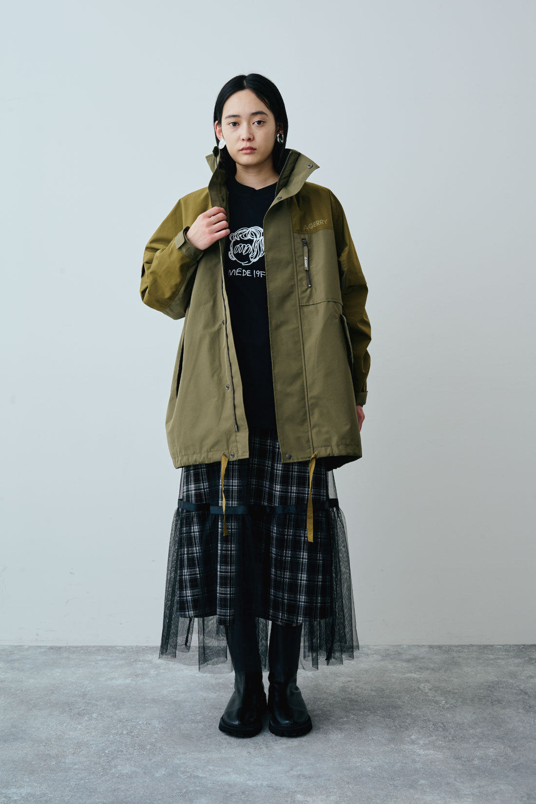 MEDE19F|GERRY（Ｒ） for MEDE19F　高山都さんコラボ ライナー付きマウンテンコート|モデル身長：167cm　着用サイズ：M