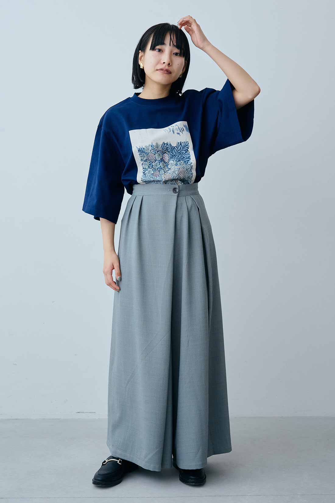 MEDE19F|MEDE19F　ワイドレッグはかまパンツ|モデル身長：158cm　着用サイズ：M