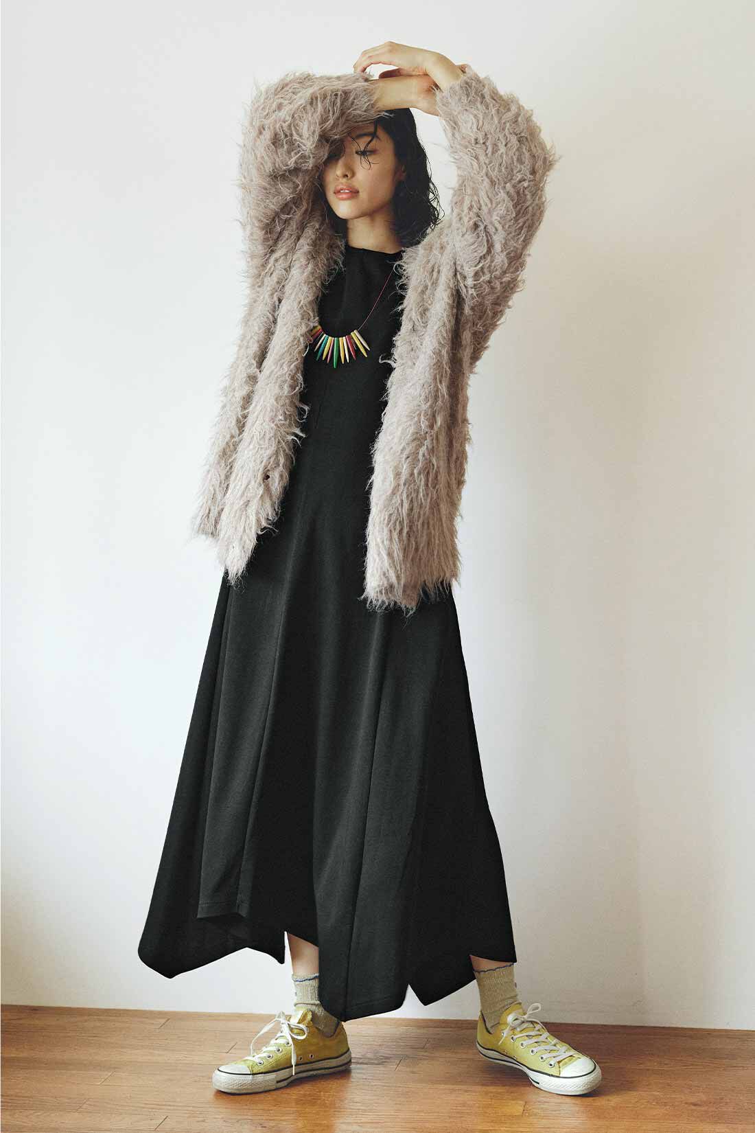 MEDE19F|MEDE19F　イレギュラーヘムノースリーブ マキシワンピース〈ブラック〉