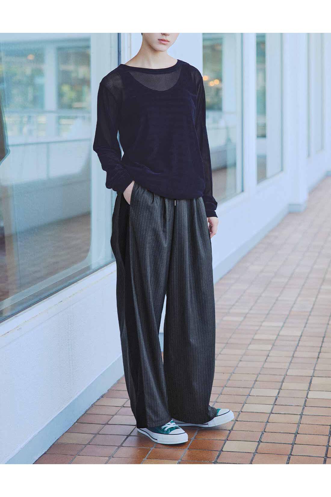 MEDE19F|MEDE19F　ストライプサイドラインパンツ〈グレー〉