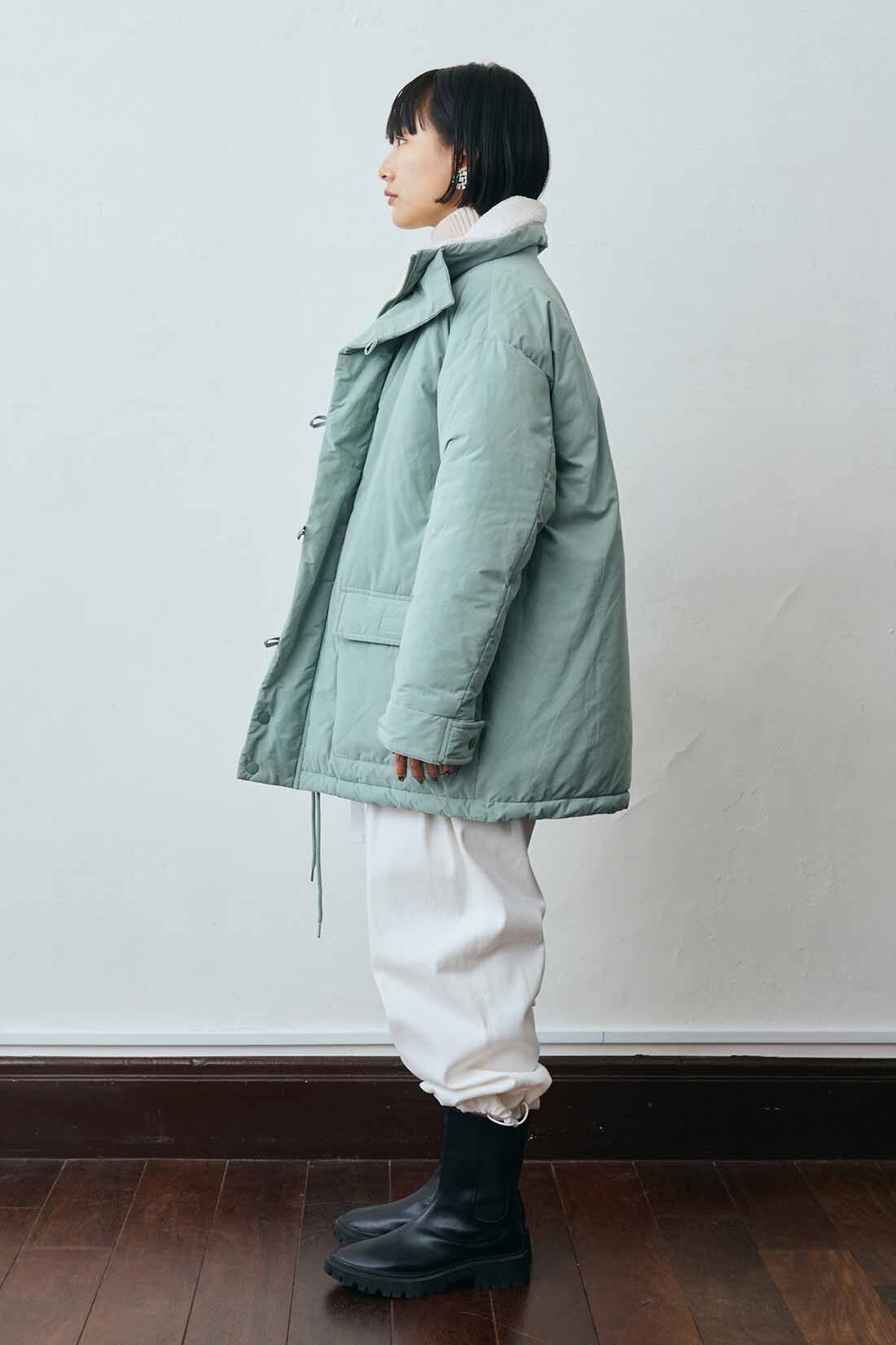 MEDE19F|MEDE19F ライトグリーンのパフィージャケット|モデル身長：158cm　着用サイズ：M