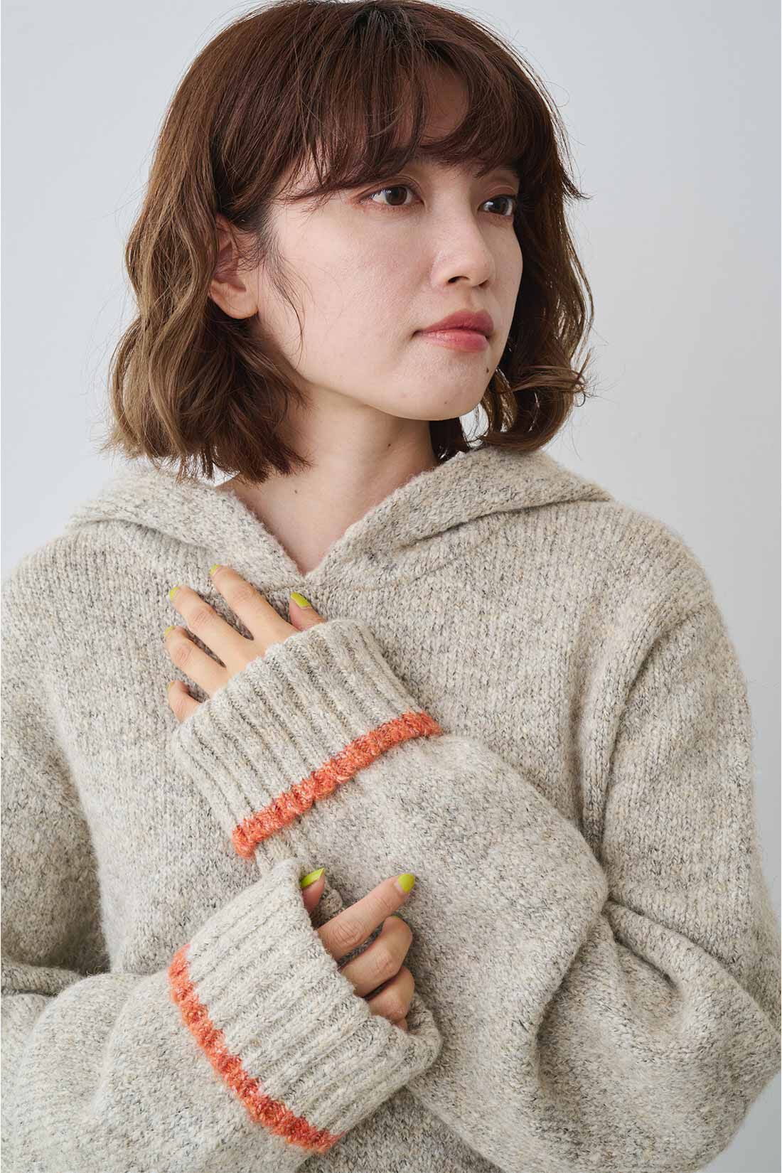 MEDE19F|MEDE19F　ミックスニットフーディー〈杢グレー〉