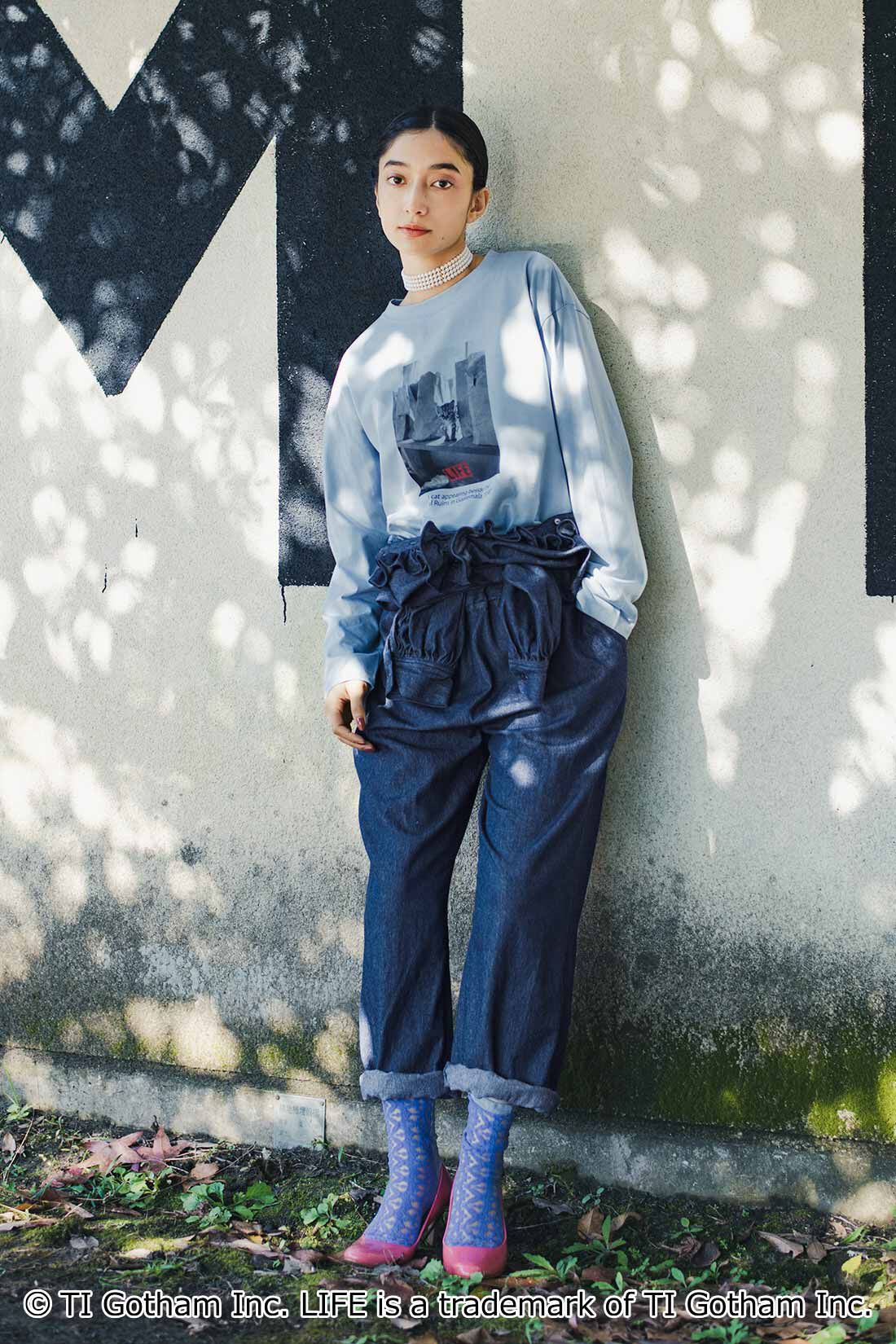 MEDE19F|【MEDE19F】Boutique888さんコラボ フリル遣いのデニムオールインワン〈インディゴネイビー〉