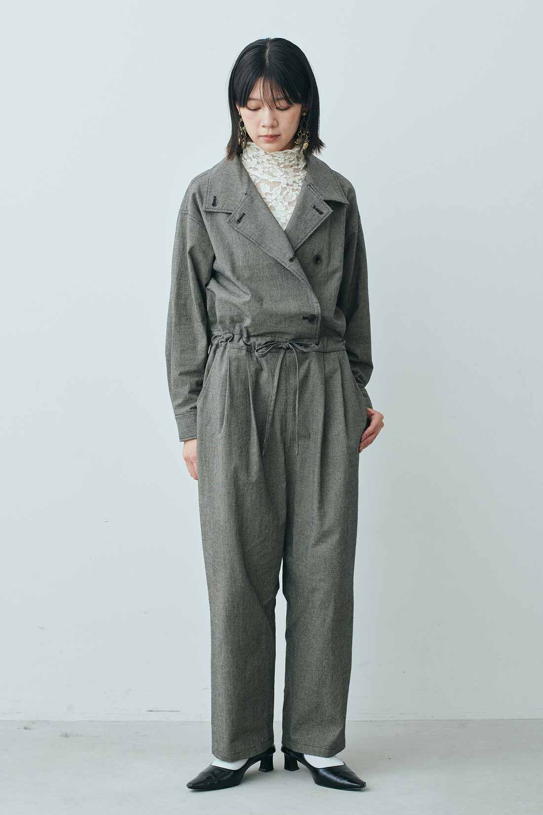 MEDE19F|MEDE19F　千鳥格子のオールインワン〈ブラック〉|モデル身長：163cm　着用サイズ：M