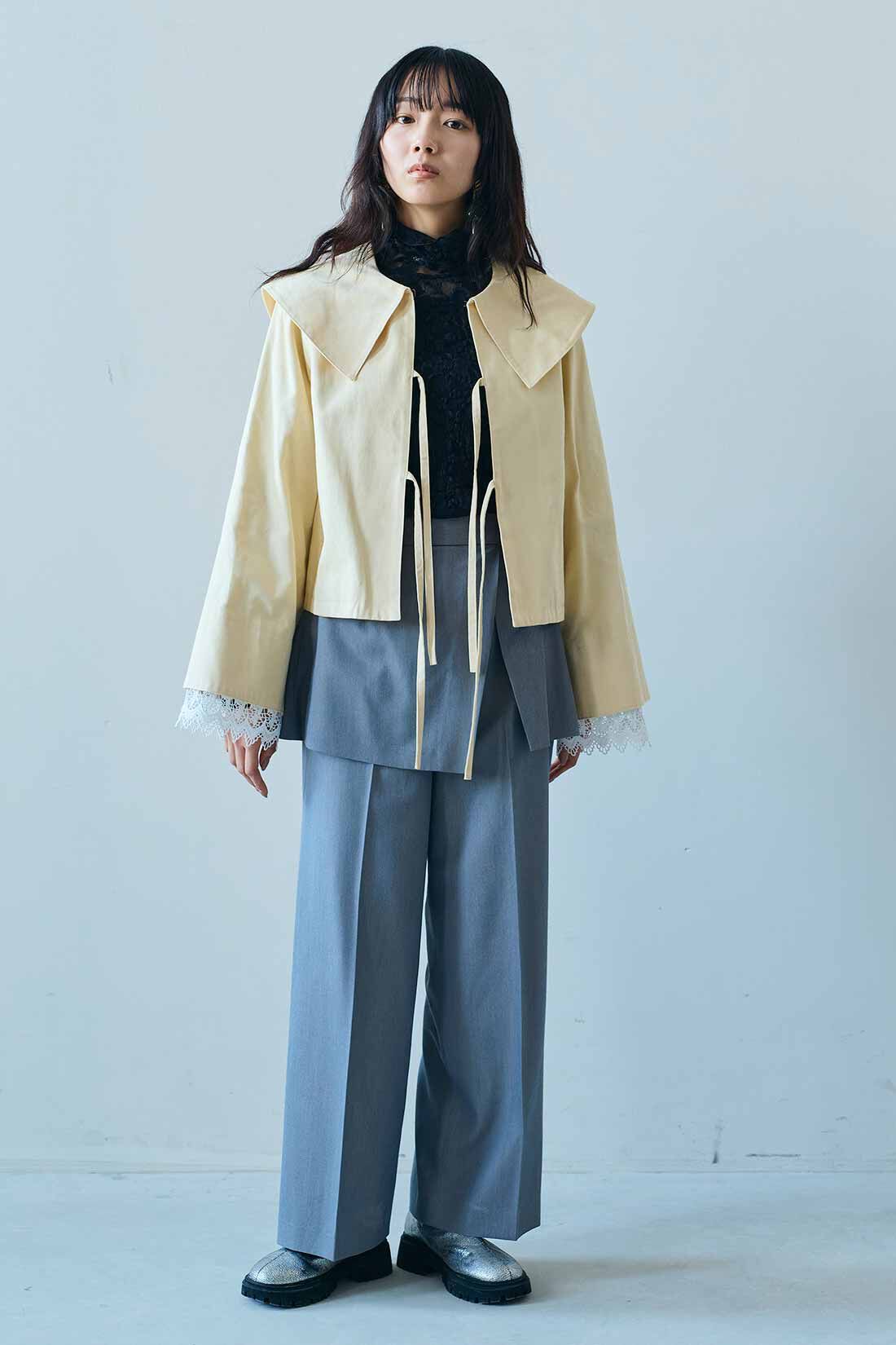 MEDE19F|MEDE19F　Boutique888さんコラボ ビッグカラージャケット〈クリームイエロー〉|モデル身長：163cm　着用サイズ：M