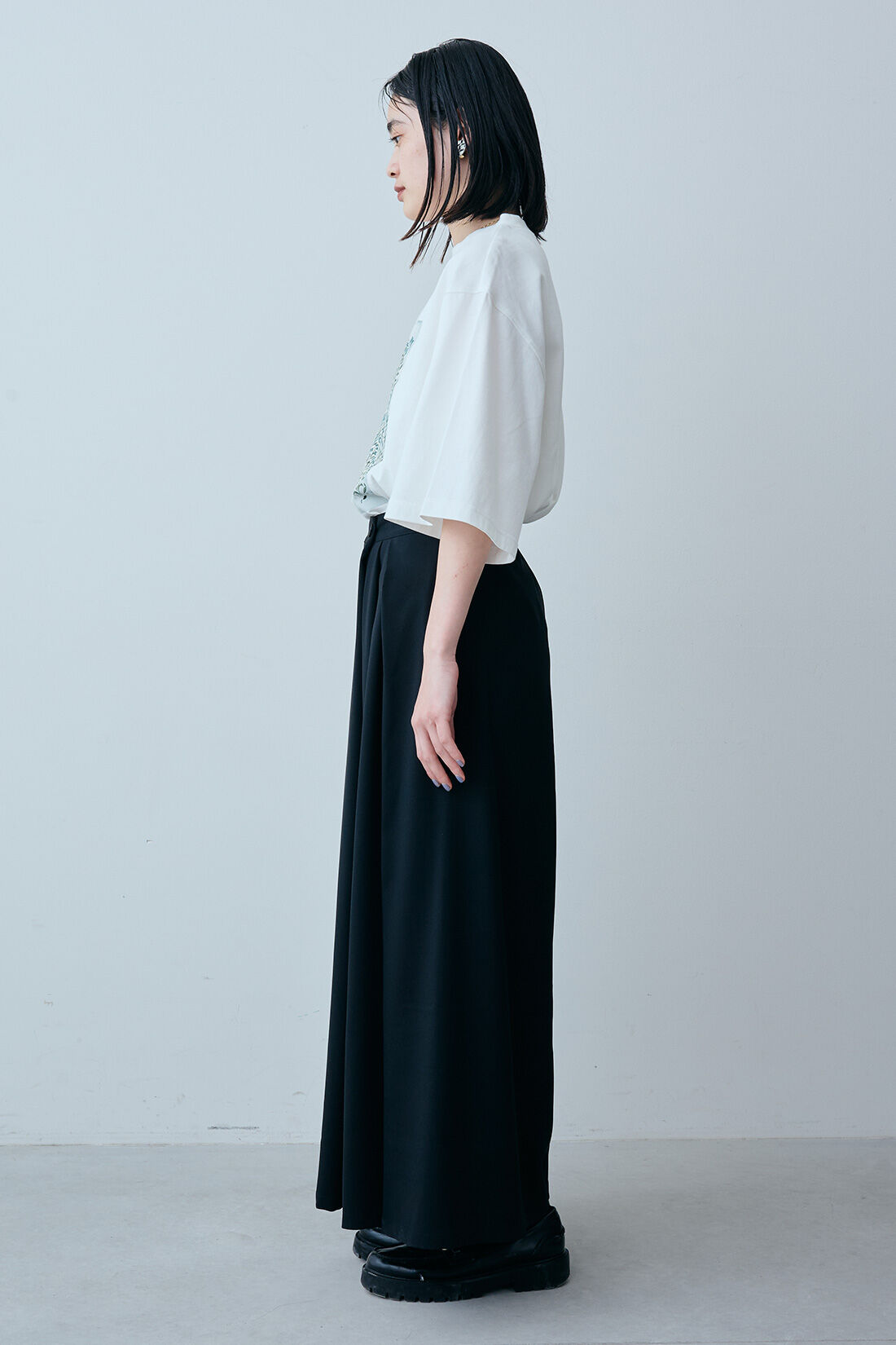 MEDE19F|MEDE19F　ワイドレッグはかまパンツ|モデル身長：167cm　着用サイズ：M