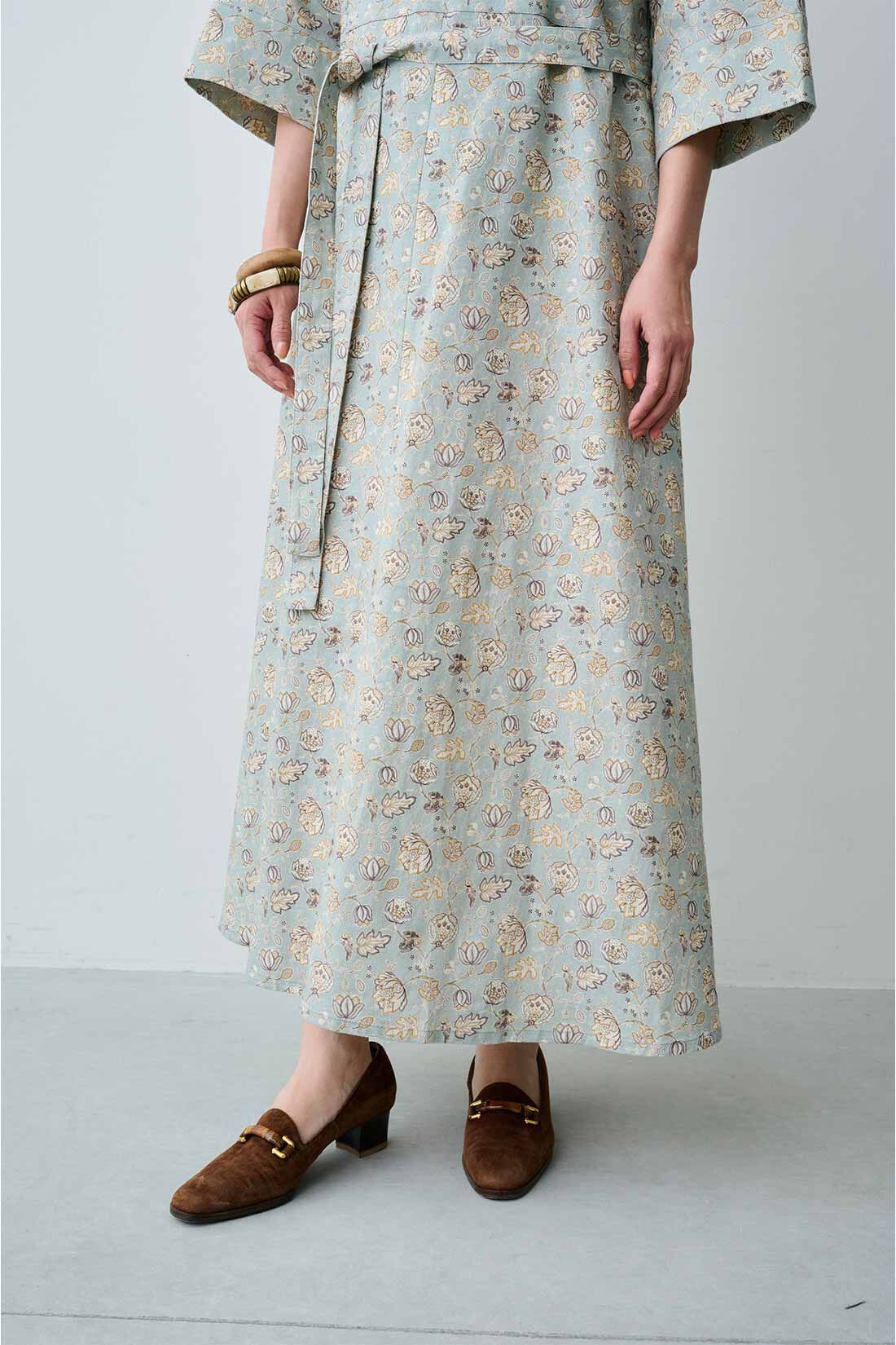 MEDE19F|【MEDE19F】〈MORRIS Gallery〉リネンコットンプリントロングワンピース〈LODDEN柄〉
