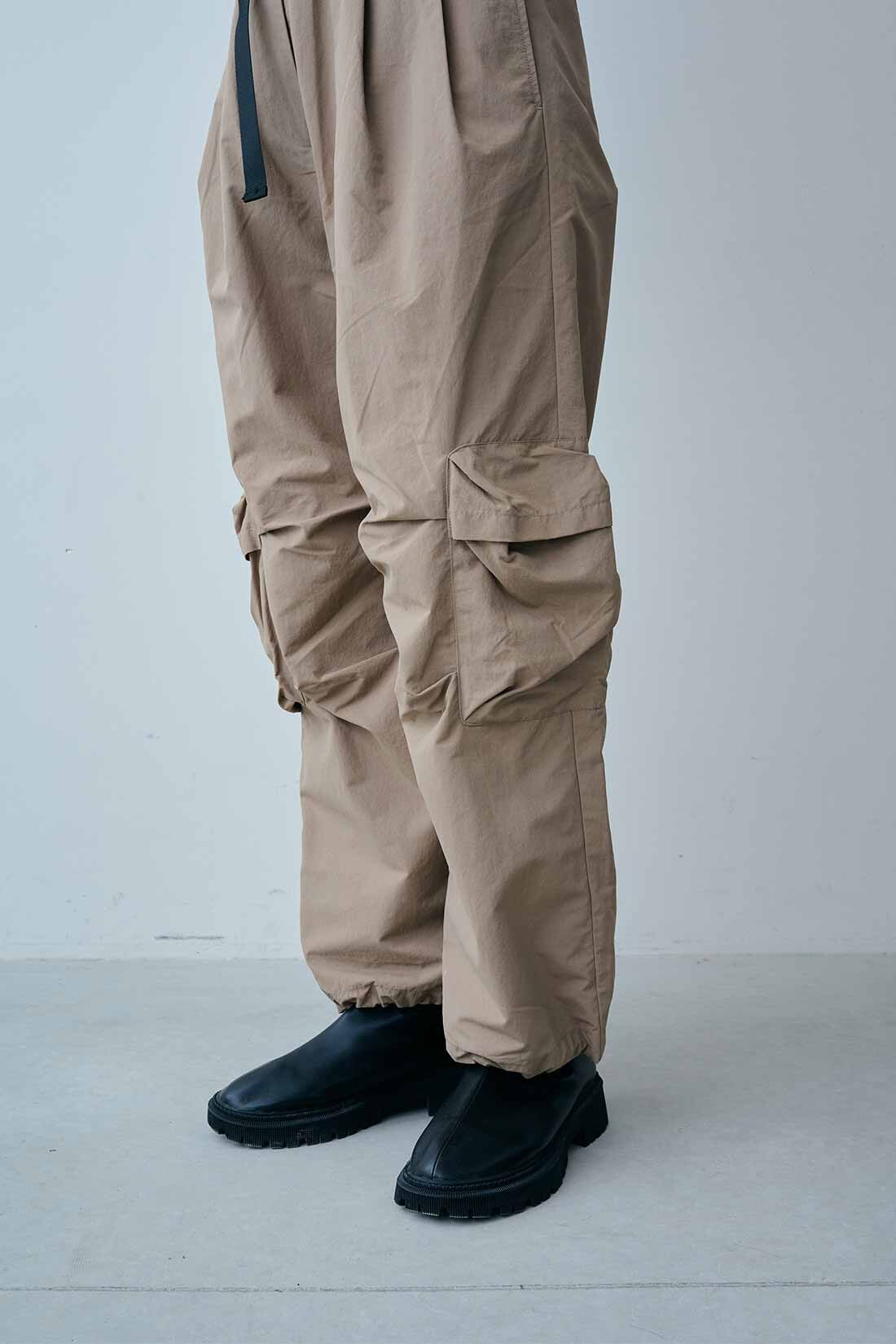 MEDE19F|MEDE19F　撥水ナイロンのベルテッドカーゴパンツ