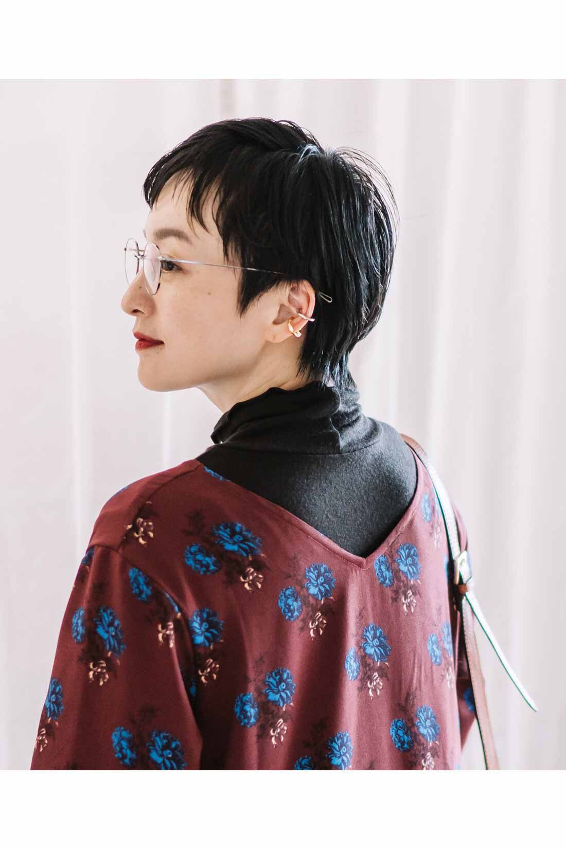 MEDE19F|【高山都さんコラボ】MEDE19F　ミュルーズモダン〈「ミュルーズ染織美術館」アーカイブコレクション〉ヴィンテージパターンプリントワンピース〈バーガンディー〉