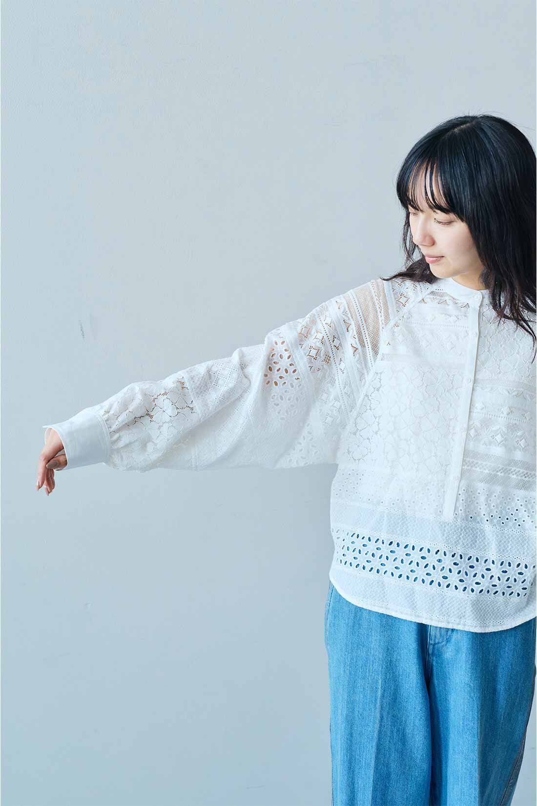 MEDE19F|MEDE19F　パッチワークレースシャツ〈ホワイト〉