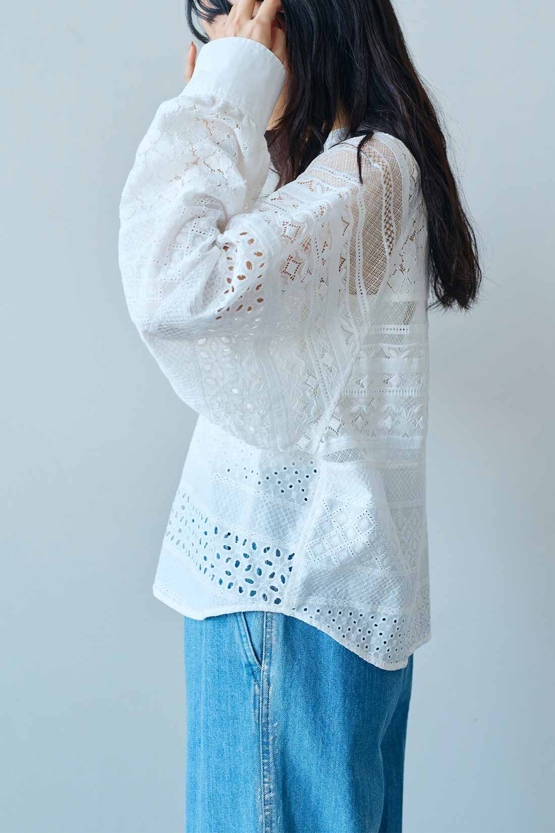 MEDE19F|MEDE19F　パッチワークレースシャツ〈ホワイト〉
