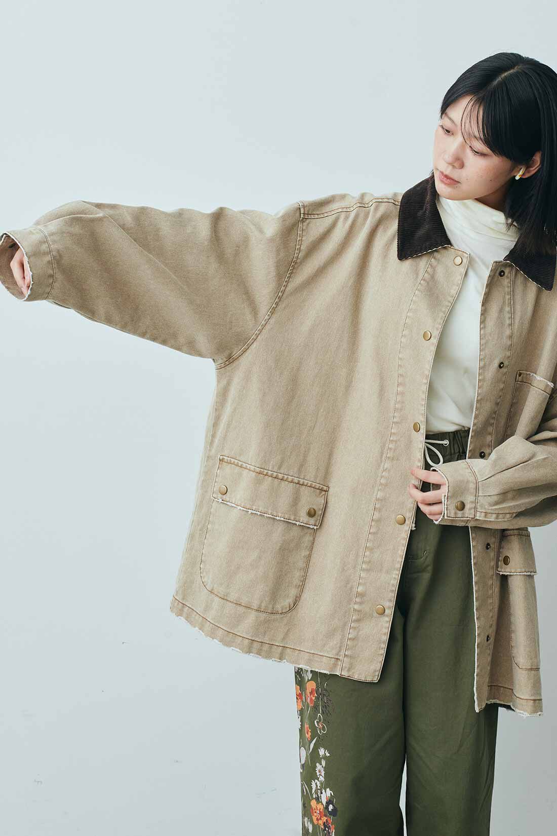 MEDE19F|MEDE19F　古着屋でみつけたような オーバーサイズデニムワークジャケット〈サンドブラウン〉