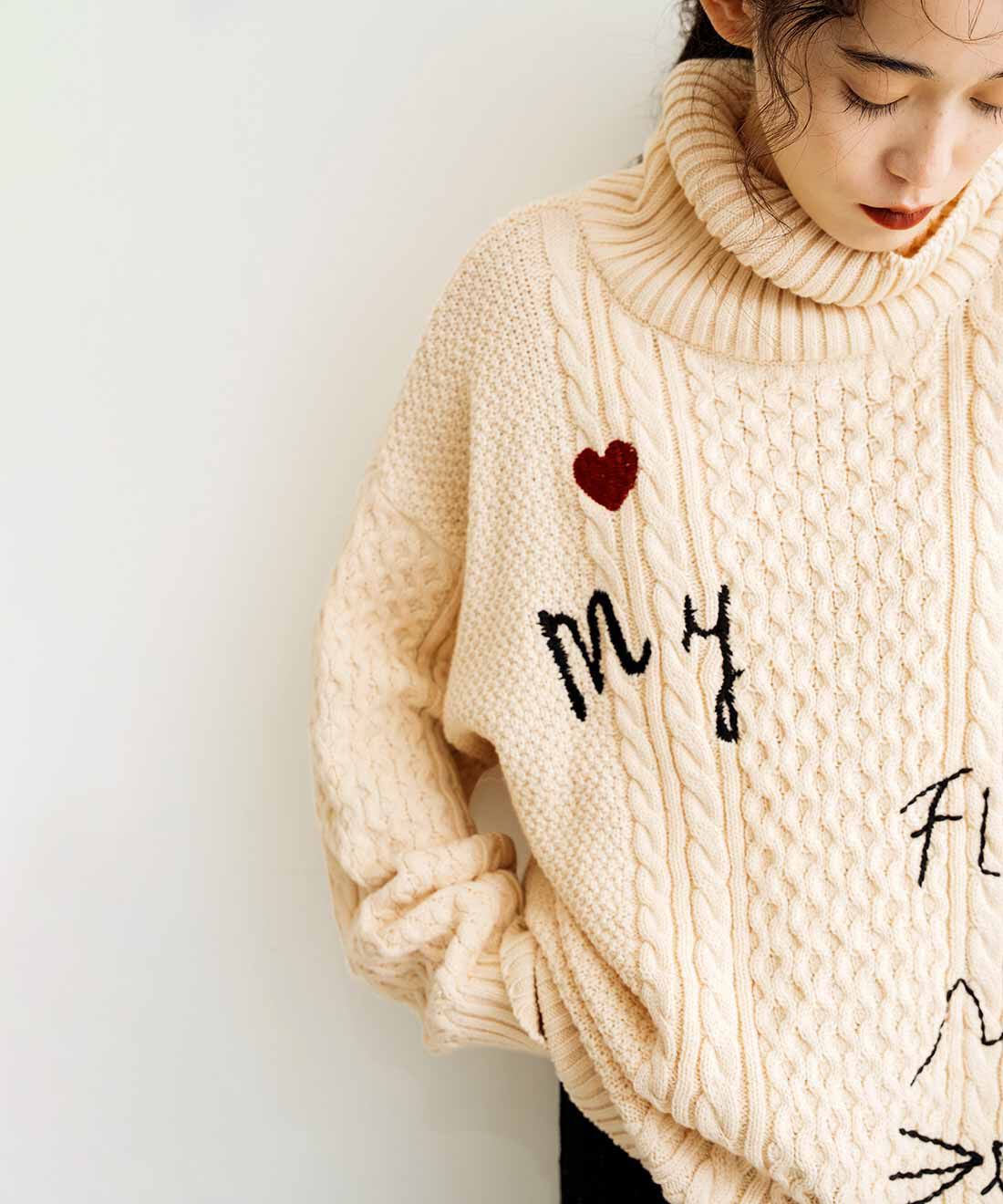 MEDE19F|MEDE19F　刺繍入りアランニットタートル