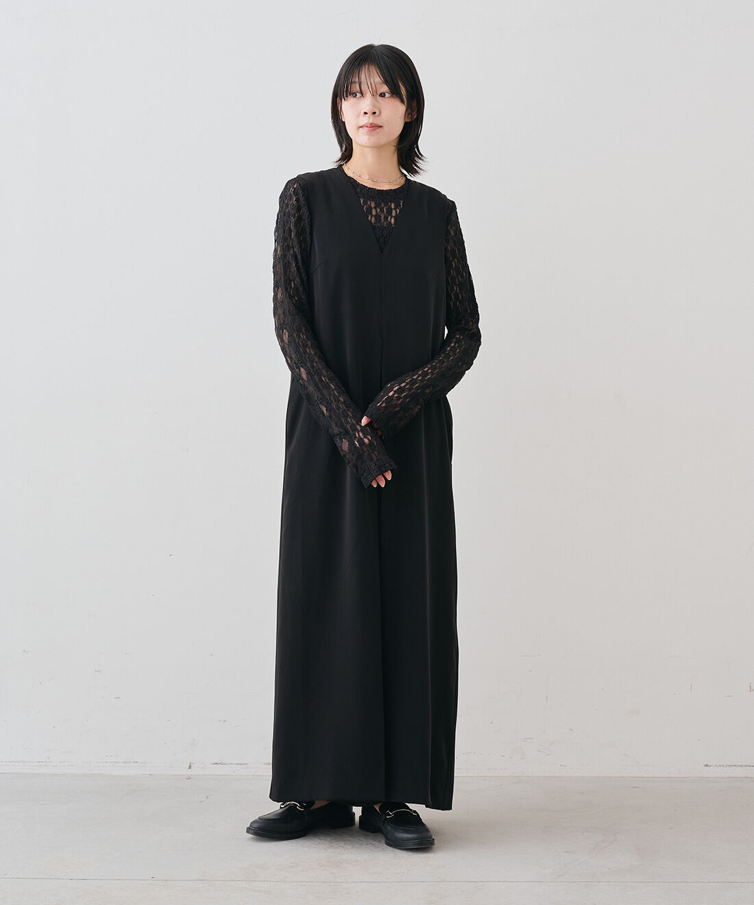MEDE19F|レース切り替えトップスのコーディネート