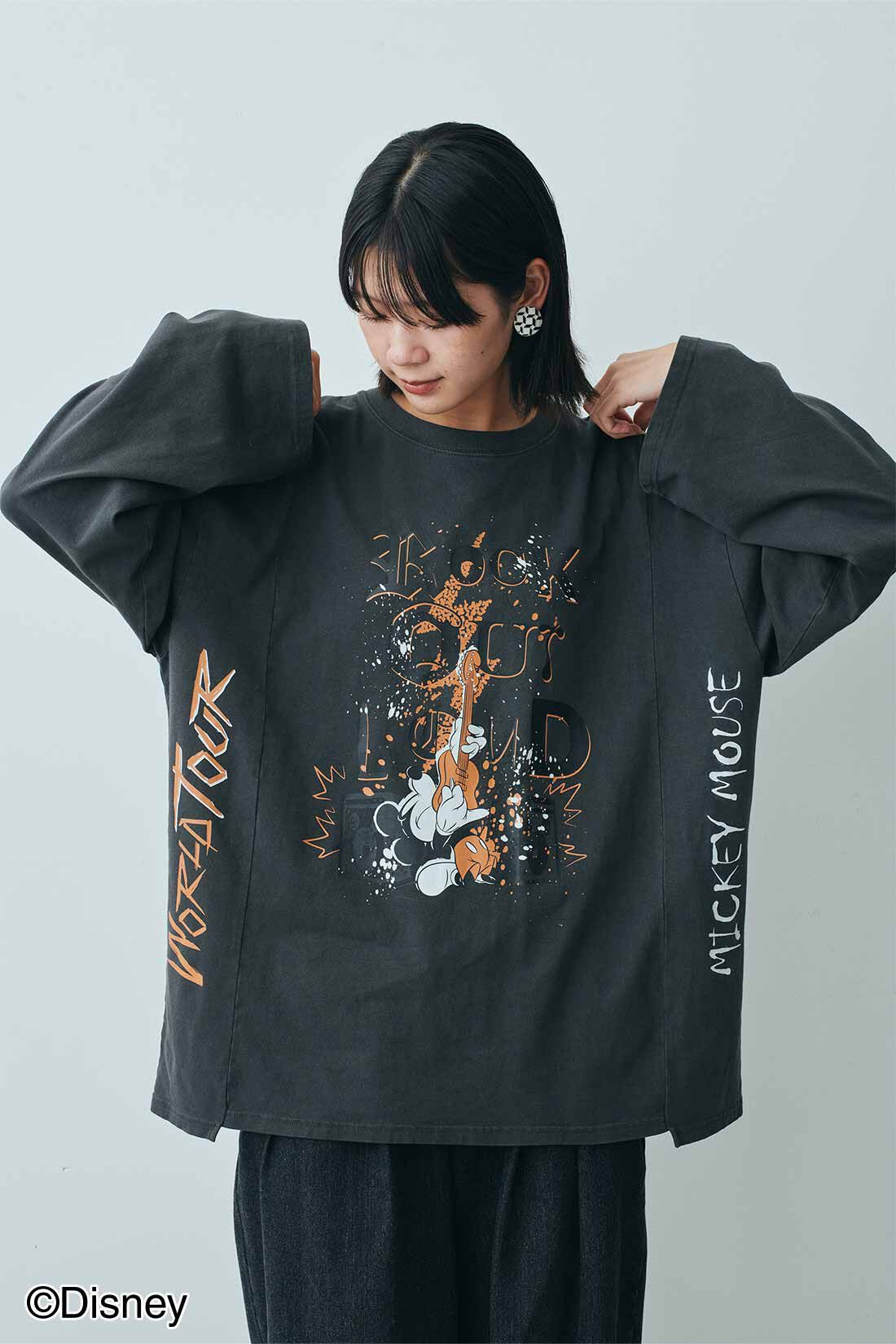 MEDE19F|MEDE19F　【Disney】古着屋でみつけたようなプリントTシャツ/ロックミッキー