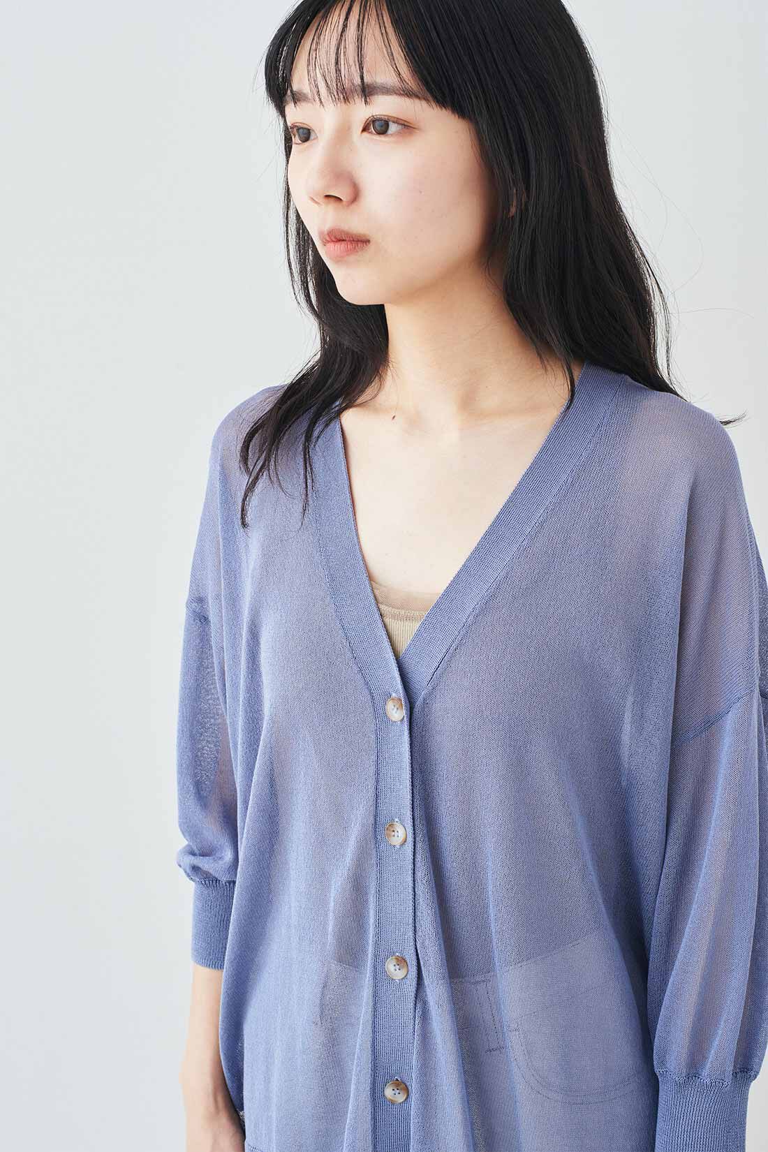 MEDE19F|MEDE19F　接触冷感素材のシアーニットカーディガン