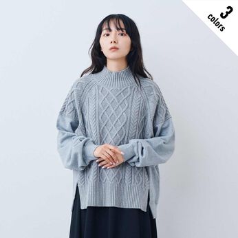 MEDE19F | LEE ニットミックスハイネックプルオーバー