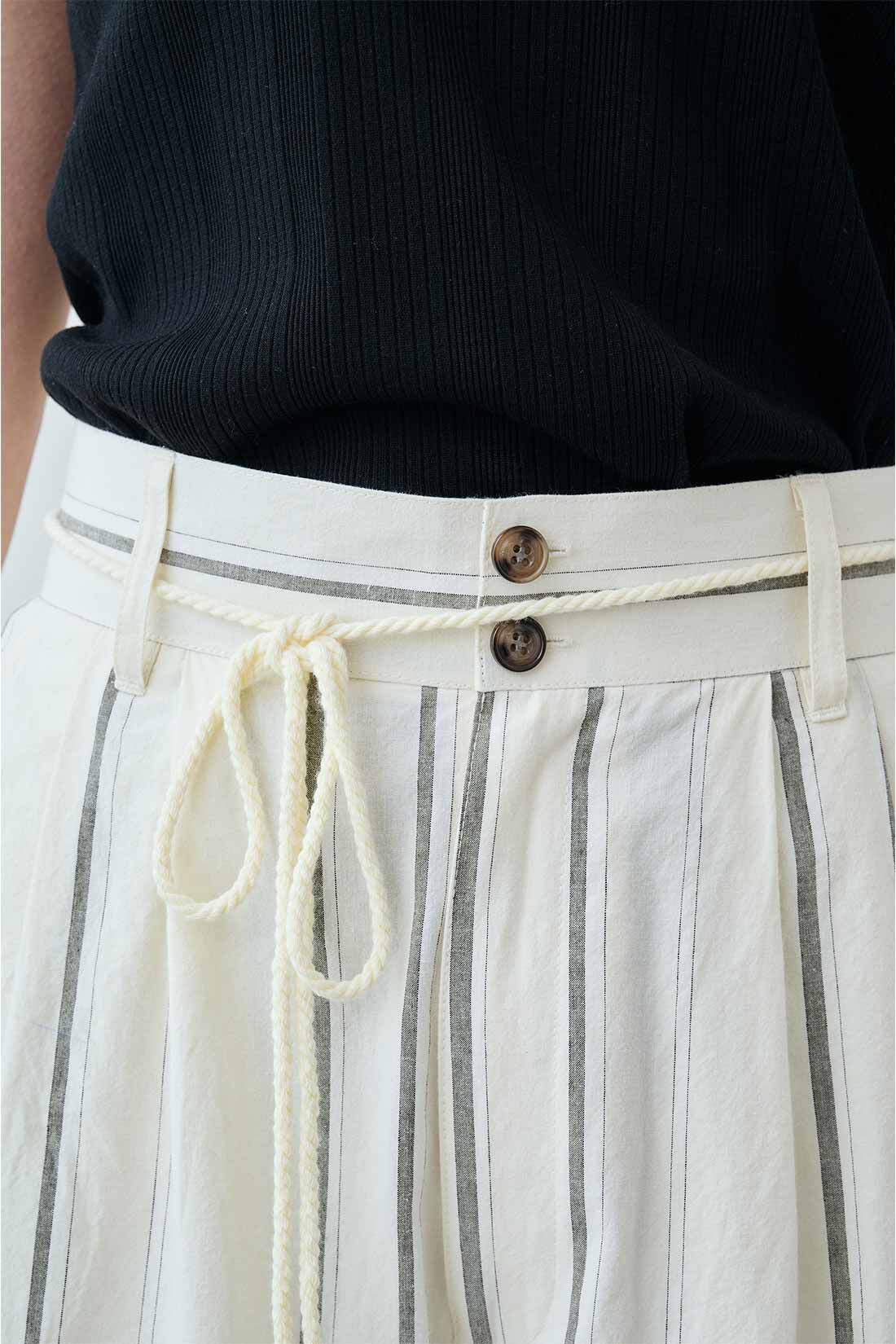 MEDE19F|MEDE19F　生地から仕込んだリネン混 ストライプのパンツ〈ナチュラル〉