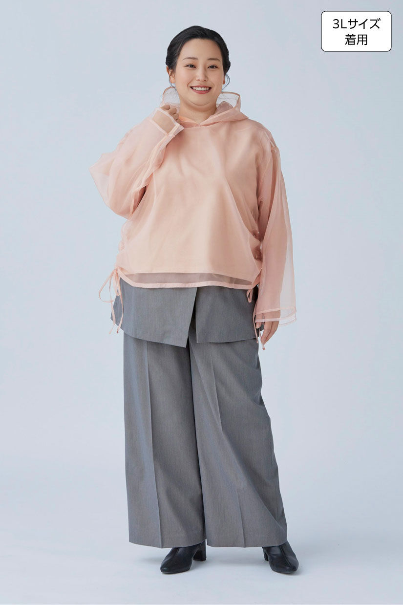 MEDE19F|MEDE19F　ラップスカート付きパンツ〈グレー〉|身長：160cm バスト：113cm ウエスト：90cm ヒップ：115cm 太ももまわり：63cm