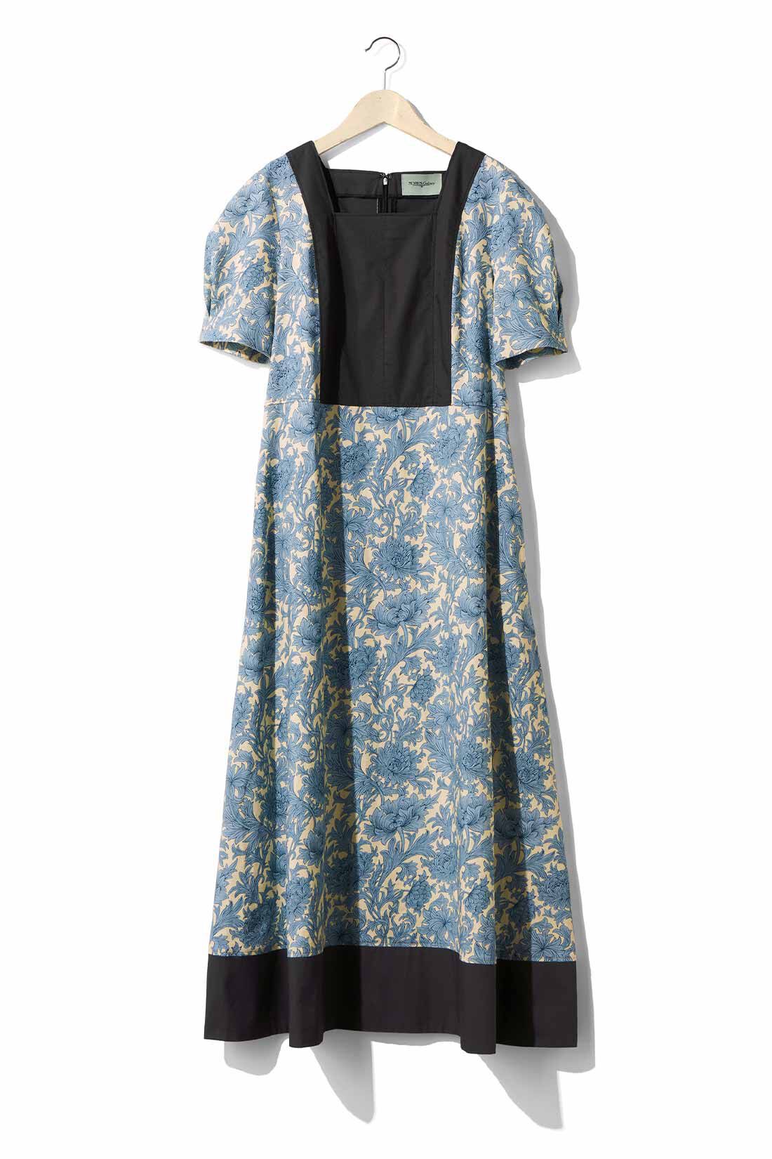 MEDE19F|MEDE19F　〈MORRIS Gallery〉リネン混プリントロングワンピース|〈ブルー〉