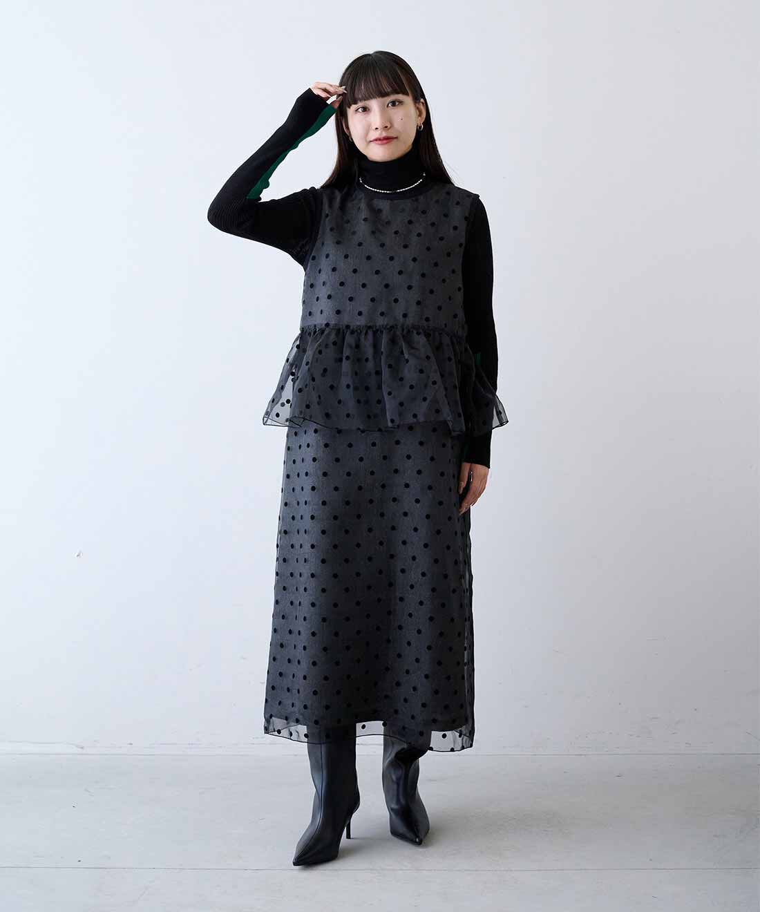 MEDE19F|MEDE19F　さわり心地のよい綿のタートルニットの会|モデル身長：158cm　着用サイズ：M