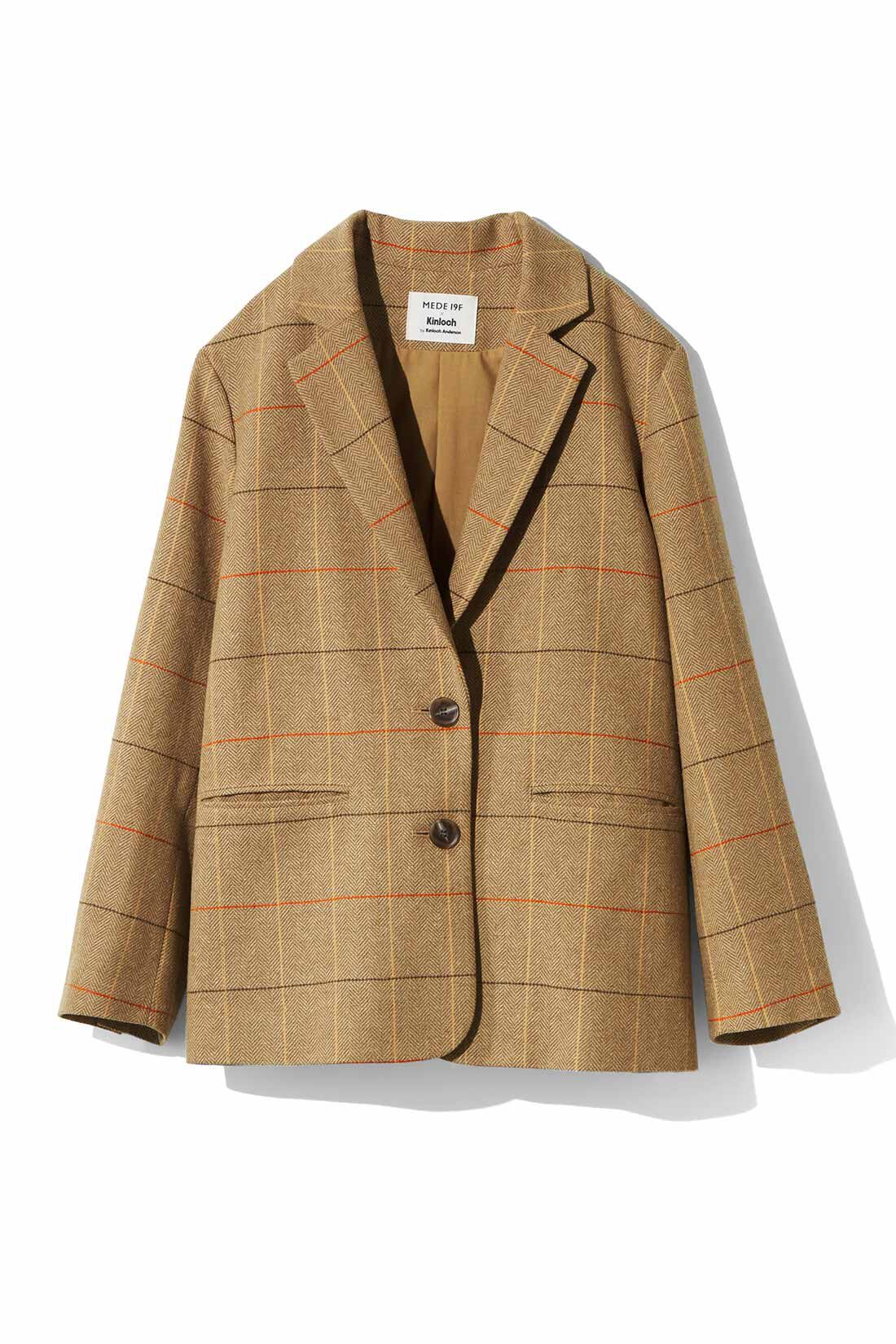 MEDE19F|MEDE19F×Kinloch by Kinloch Anderson ヴィンテージライクツイードジャケット〈キャメルブラウン〉