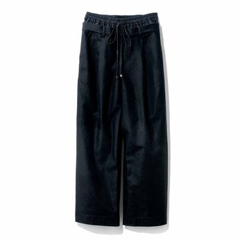 MEDE19F | MEDE19F　綿麻へリンボーン素材 ダブルウエストパンツ〈ブラック〉
