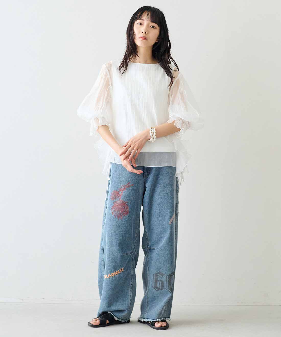 MEDE19F|MEDE19F たゆたうくらげのドッキングトップス|モデル身長：163cm　着用サイズ：M